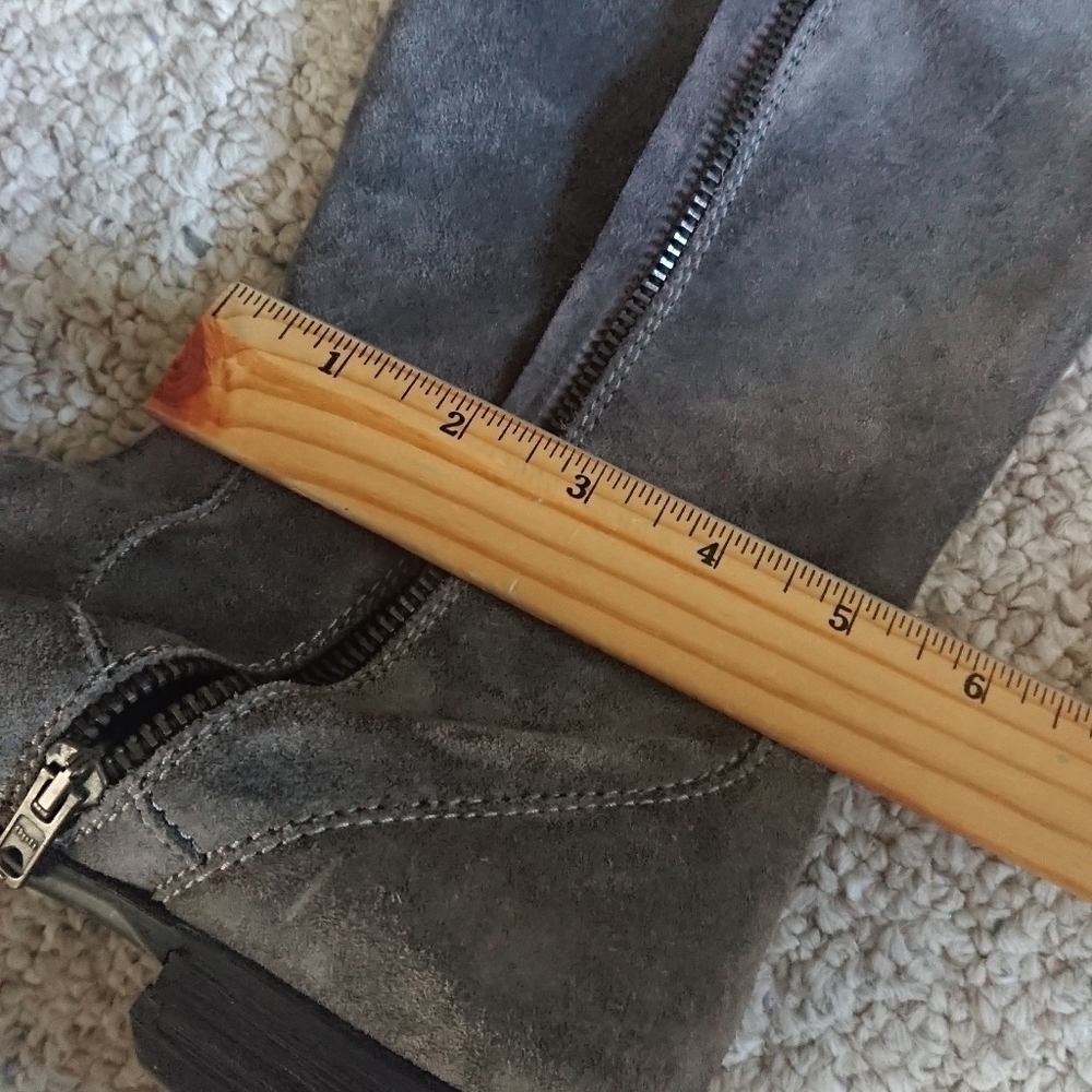 J. Crew Made In Italy Grey Suede Tall Riding Boots size 7.5 - Picture 10 of 16